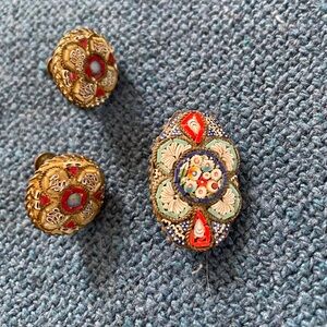Vintage and Antique Italian Millefiori Micromosaic jewelry set